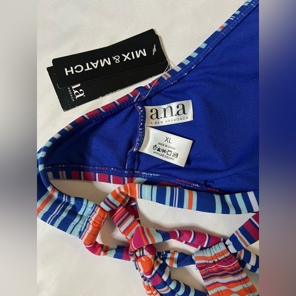 A.N.A. Multi Color Striped Cross Back Bikini Top XL - Picture 5 of 7
